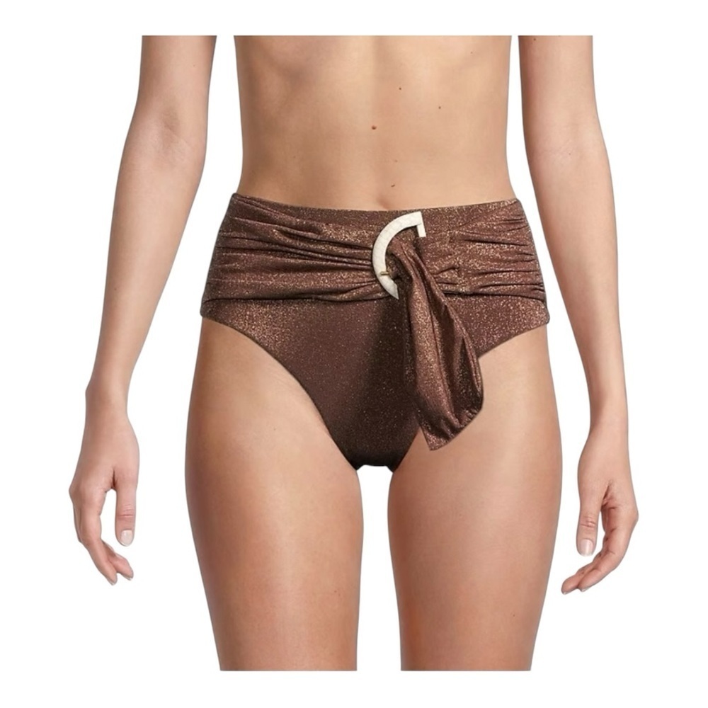 Revel Rey Dean High-Waist Bikini Bottom in Iridescent Espresso NWT